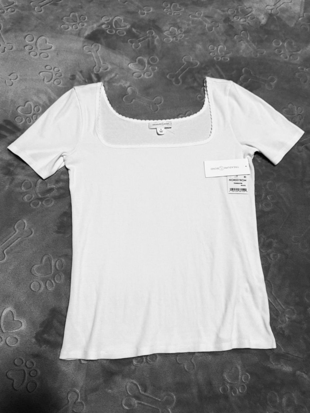Treasure & Bond White Square Neck Short Sleeve Top